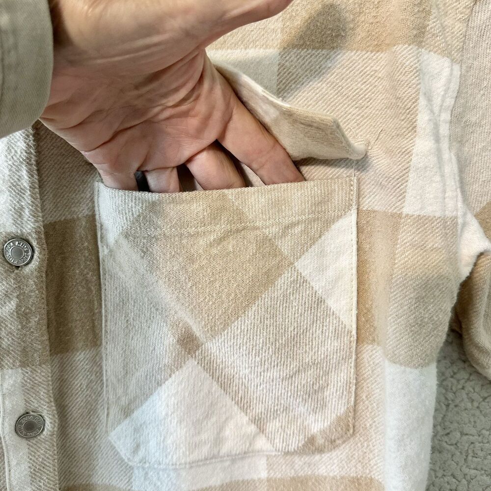 Zara Plaid 100% Cotton SHACKET Jacket Size Youth KIDS 11-12 Beige/Ivory Plaid - Picture 6 of 13